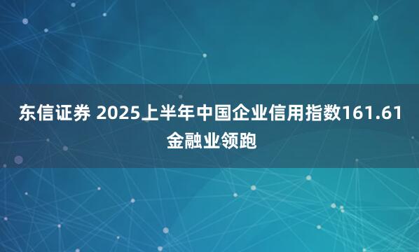 东信证券 2025上半年中国企业信用指数161.61 金融业领跑